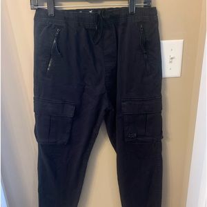 Mens black cargo joggers size small Hollister